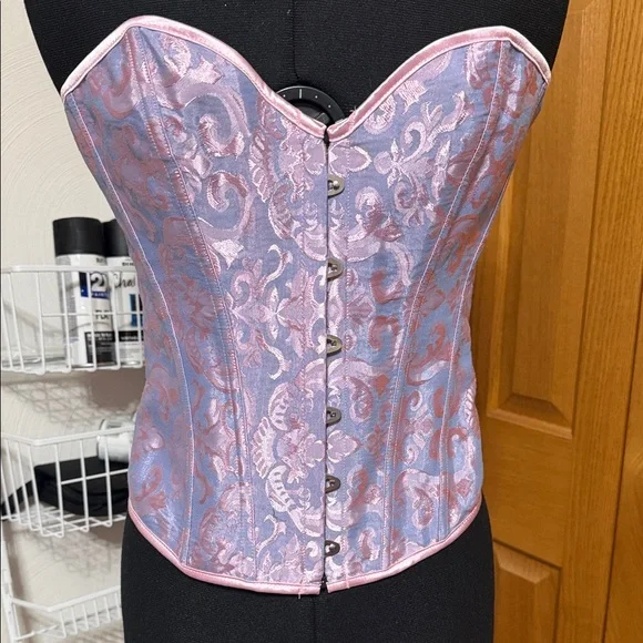 Pink Lilac Brocade Corset Top - Picture 1 of 4